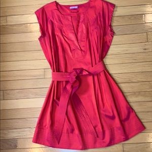 Coral cap sleeve silk dress from Calypso St. Barth
